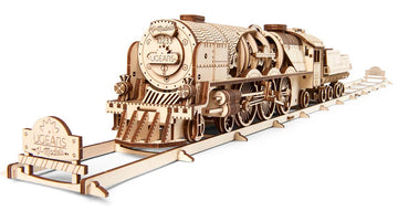 UGears V-Express Steam Train with Tender Mechanical Model Kit